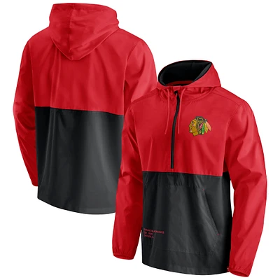 Veste anorak à demi-zip Thrill Seeker rouge/noir pour homme des Chicago Blackhawks