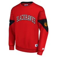 Men's Starter  Red Chicago Blackhawks Faceoff Pullover Sweatshirt