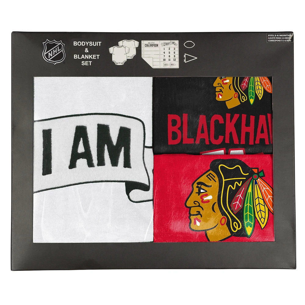 Newborn & Infant Chicago Blackhawks #1 Draft Pick 2 Pack Bodysuit Blanket Set