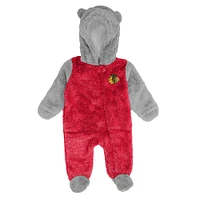 Newborn & Infant Red Chicago Blackhawks Game Nap Teddy Fleece Bunting Full-Zip Sleeper