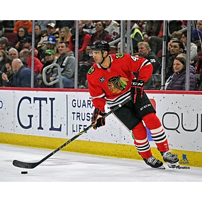 Seth Jones Chicago Blackhawks Unsigned Skates Red Jersey Photograph