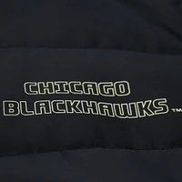 Women's Mitchell & Ness  Black Chicago Blackhawks Cropped Full-Zip Puffer Vest