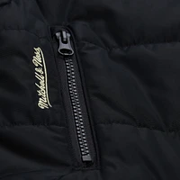 Women's Mitchell & Ness  Black Chicago Blackhawks Cropped Full-Zip Puffer Vest