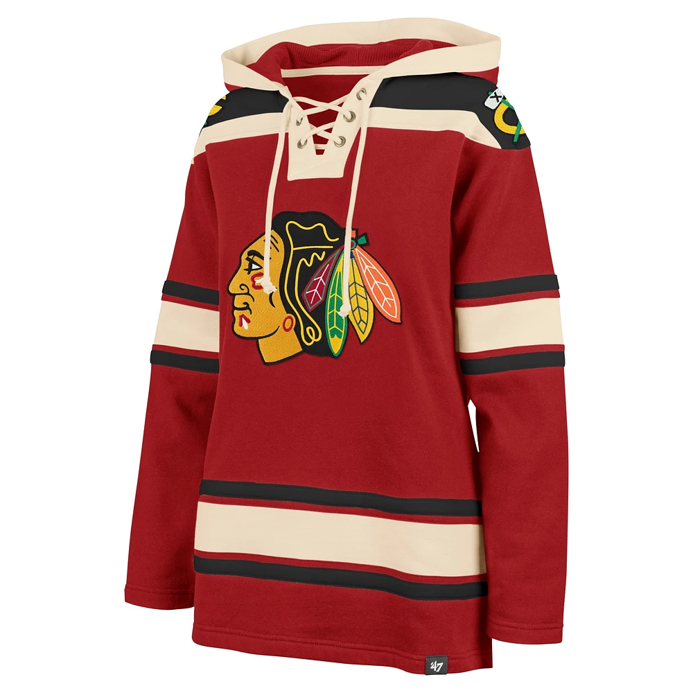 Women's '47  Red Chicago Blackhawks Superior Lacer Pullover Hoodie