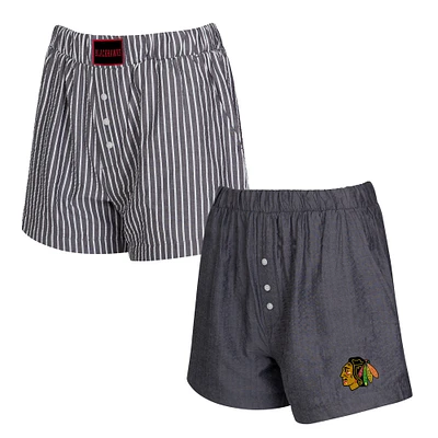 Ensemble de deux boxers Concepts Sport Charcoal Chicago Blackhawks pour femme