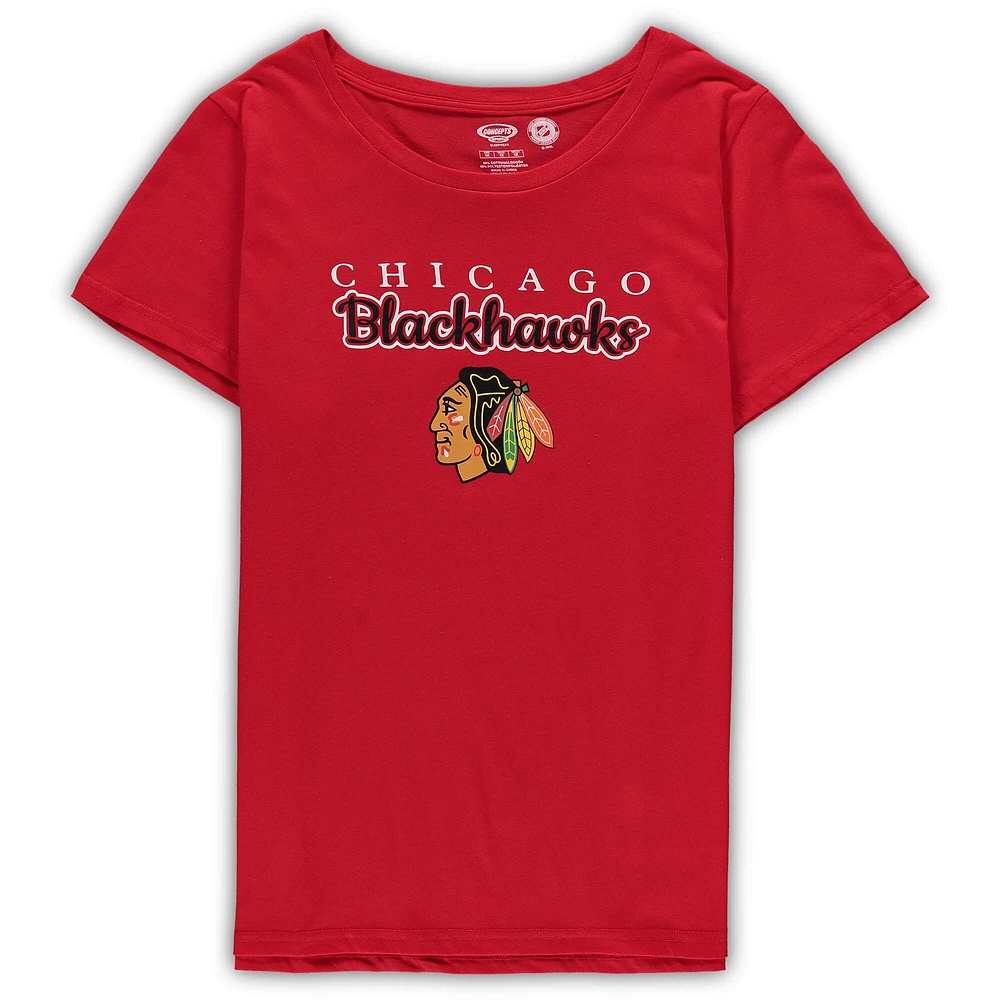 Women's Concepts Sport Red Chicago Blackhawks Plus Lodge T-Shirt & Pants Sleep Set