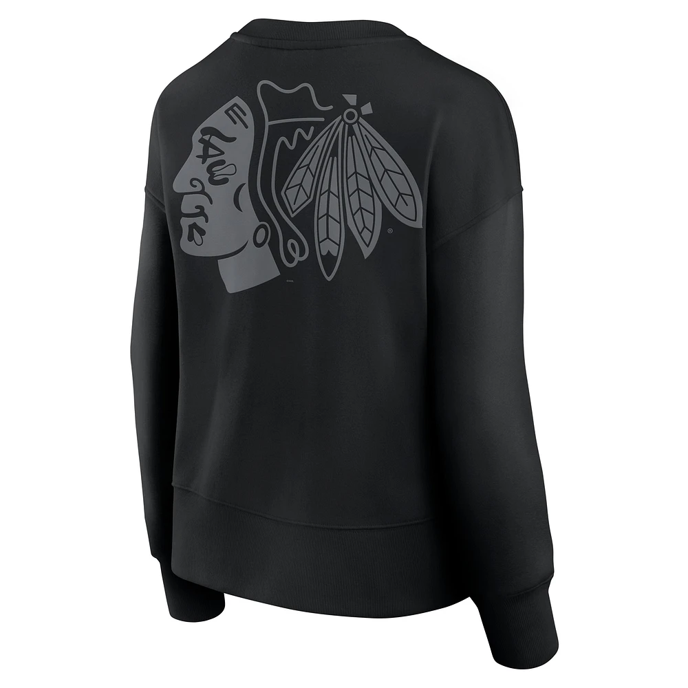 Women's Fanatics  Black Chicago Blackhawks Elements Flow Pullover Sweatshirt