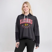 Women's Fanatics Heather Charcoal Chicago Blackhawks Lux Lounge Helmet Arch Pullover Hoodie