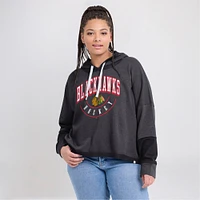 Women's Fanatics Heather Charcoal Chicago Blackhawks Lux Lounge Helmet Arch Pullover Hoodie