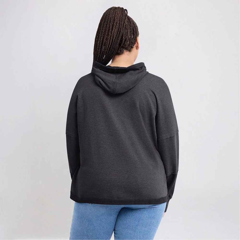 Women's Fanatics Heather Charcoal Chicago Blackhawks Lux Lounge Helmet Arch Pullover Hoodie