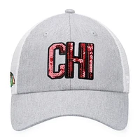 Women's  Fanatics Heather Gray/White Chicago Blackhawks Iconic Glimmer Trucker Snapback Hat
