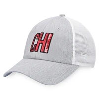 Women's  Fanatics Heather Gray/White Chicago Blackhawks Iconic Glimmer Trucker Snapback Hat