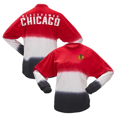 T-shirt à manches longues ombré Fanatics pour femmes, rouge/noir, Chicago Blackhawks