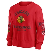 Women's Fanatics Red Chicago Blackhawks Go Team Pullover Sweatshirt