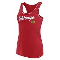 Women's Fanatics Red Chicago Blackhawks Wordmark Logo Racerback Scoop Neck Tank Top