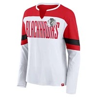 Women's Fanatics White/Red Chicago Blackhawks Frozen Long Sleeve Notch Neck T-Shirt