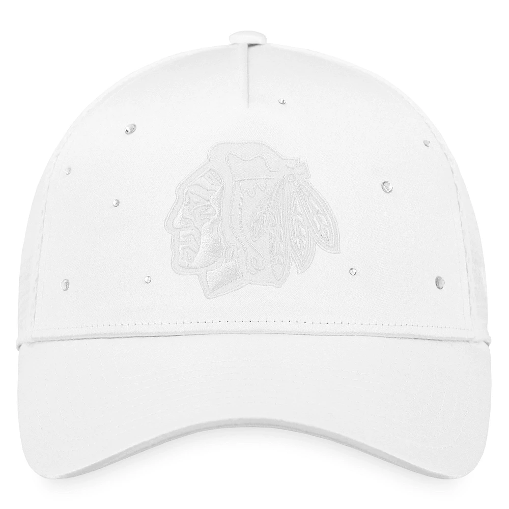Women's Fanatics White Chicago Blackhawks Winter Lights Trucker Snapback Hat