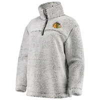 Women's G-III 4Her by Carl Banks Gray Chicago Blackhawks Sherpa Quarter-Zip Pullover Jacket