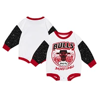 Infant Mitchell & Ness White Chicago Bulls Hardwood Classics Posterboard Oversize Long Sleeve Bodysuit