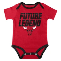 Infant Red/Black/Gray Chicago Bulls Bank Shot Bodysuit, Hoodie T-Shirt & Shorts Set