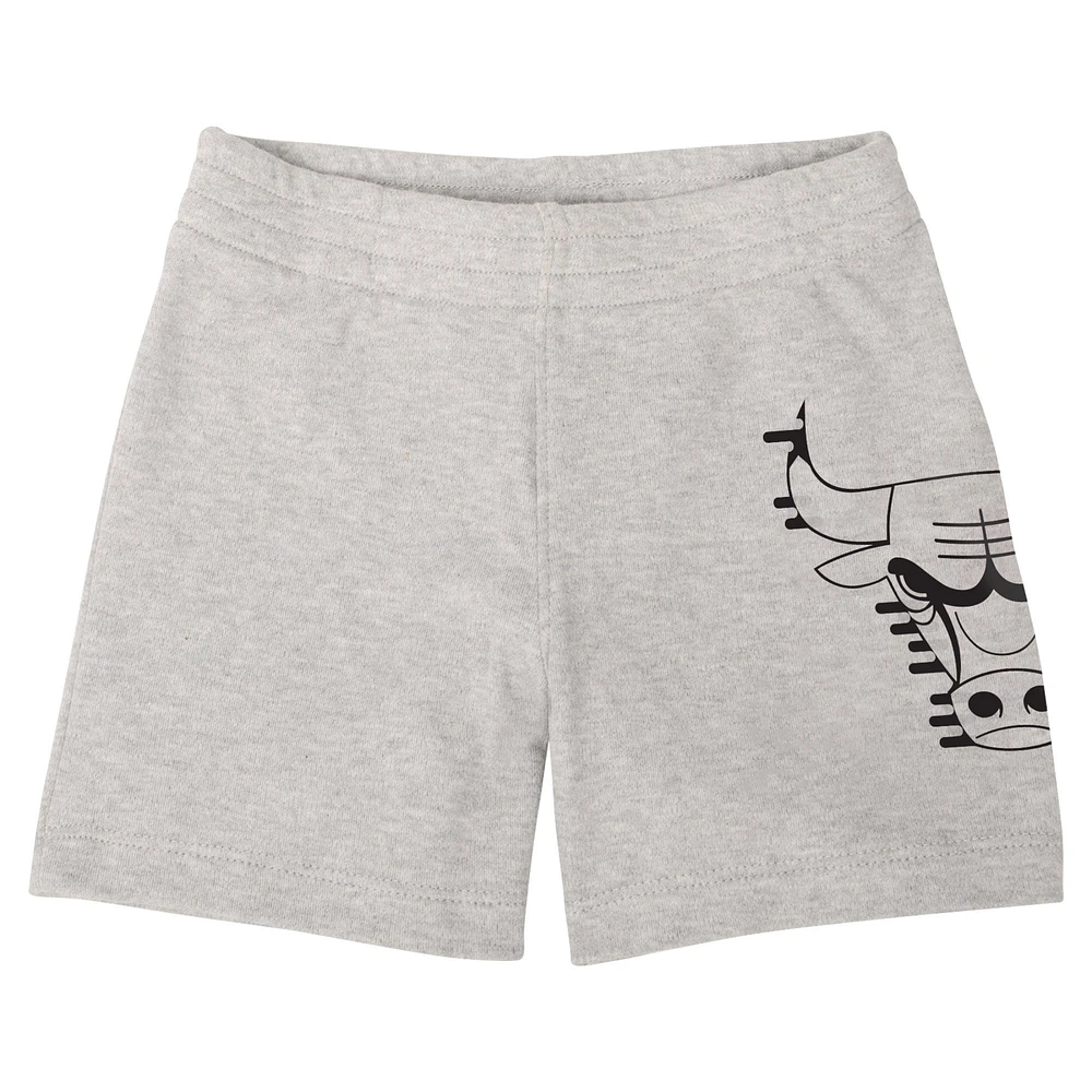 Infant Red/Black/Gray Chicago Bulls Bank Shot Bodysuit, Hoodie T-Shirt & Shorts Set