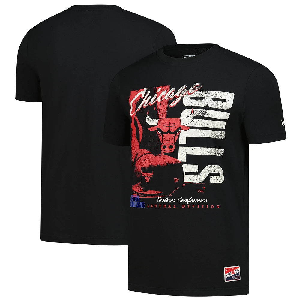 Men's New Era Black Chicago Bulls Distressed Throwback Vintage Color Pack T-Shirt