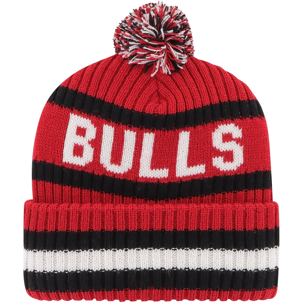 Bonnet en tricot à revers Bering '47 Red Chicago Bulls pour hommes avec pompon