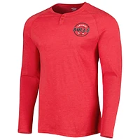 Men's Concepts Sport Heathered Red Chicago Bulls Left Chest Henley Raglan Long Sleeve T-Shirt