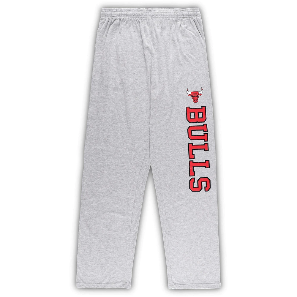 Men's Concepts Sport Red/Heather Gray Chicago Bulls Big & Tall T-Shirt and Pajama Pants Sleep Set