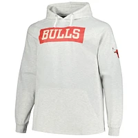 Men's Fanatics Ash Chicago Bulls Big & Tall Raglan Tri-Blend Pullover Hoodie