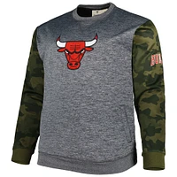 Men's Fanatics Heather Charcoal Chicago Bulls Big & Tall Camo Stitched Sweatshirt