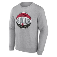 Men's Fanatics Heathered Gray Chicago Bulls True Classics Vint Pullover Sweatshirt