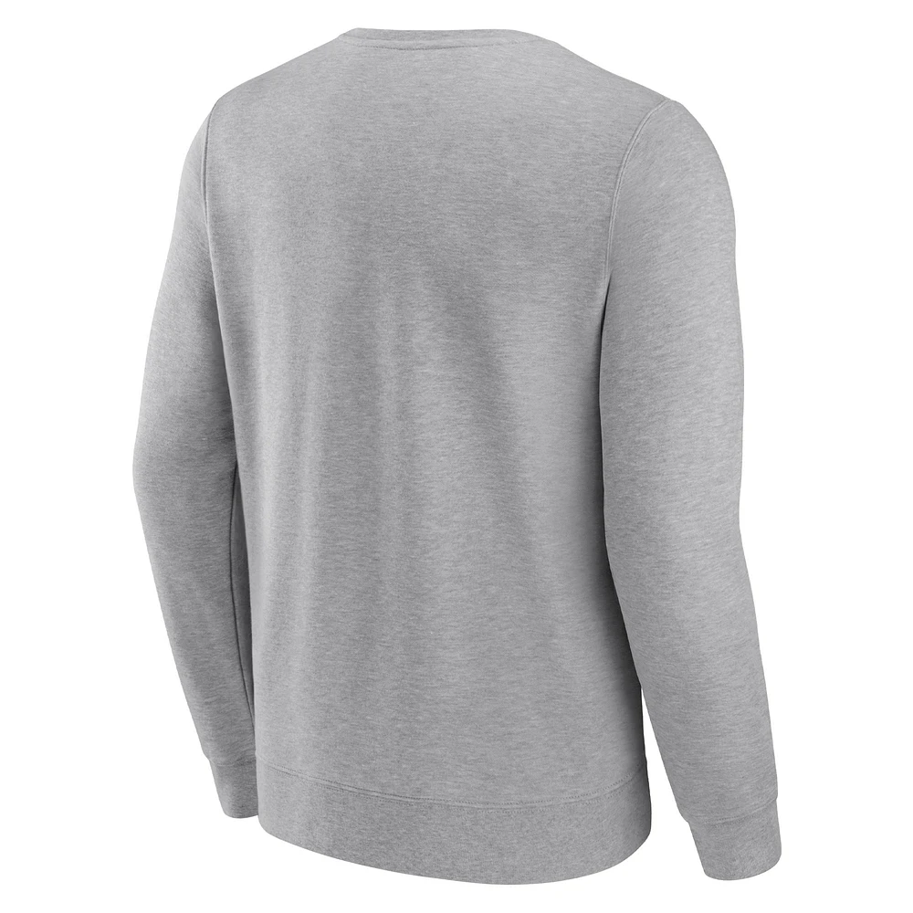 Men's Fanatics Heathered Gray Chicago Bulls True Classics Vint Pullover Sweatshirt