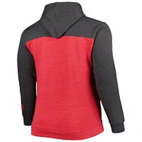 Men's Fanatics Heathered Red/Heathered Black Chicago Bulls Big & Tall Down and Distance Full-Zip Hoodie
