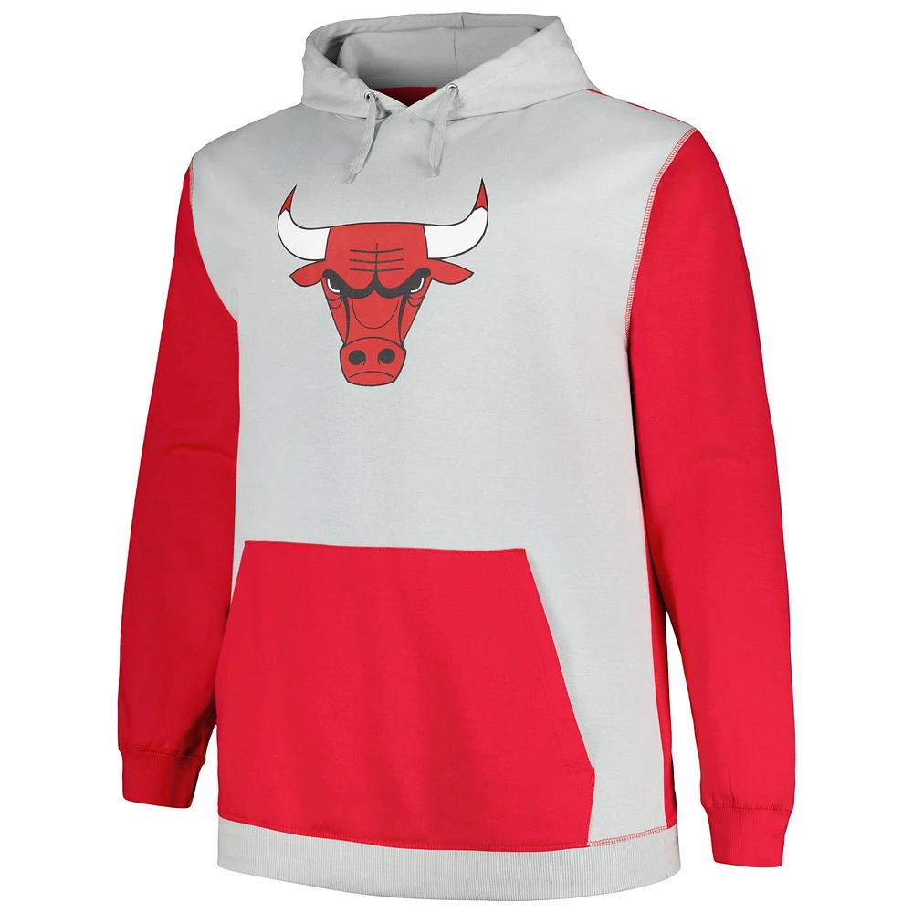 Men's Fanatics  Red/Silver Chicago Bulls Big & Tall Primary Arctic Pullover Hoodie