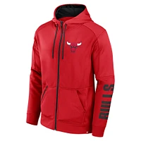 Men's Fanatics  Red Chicago Bulls Baller Defender Performance Full-Zip Hoodie