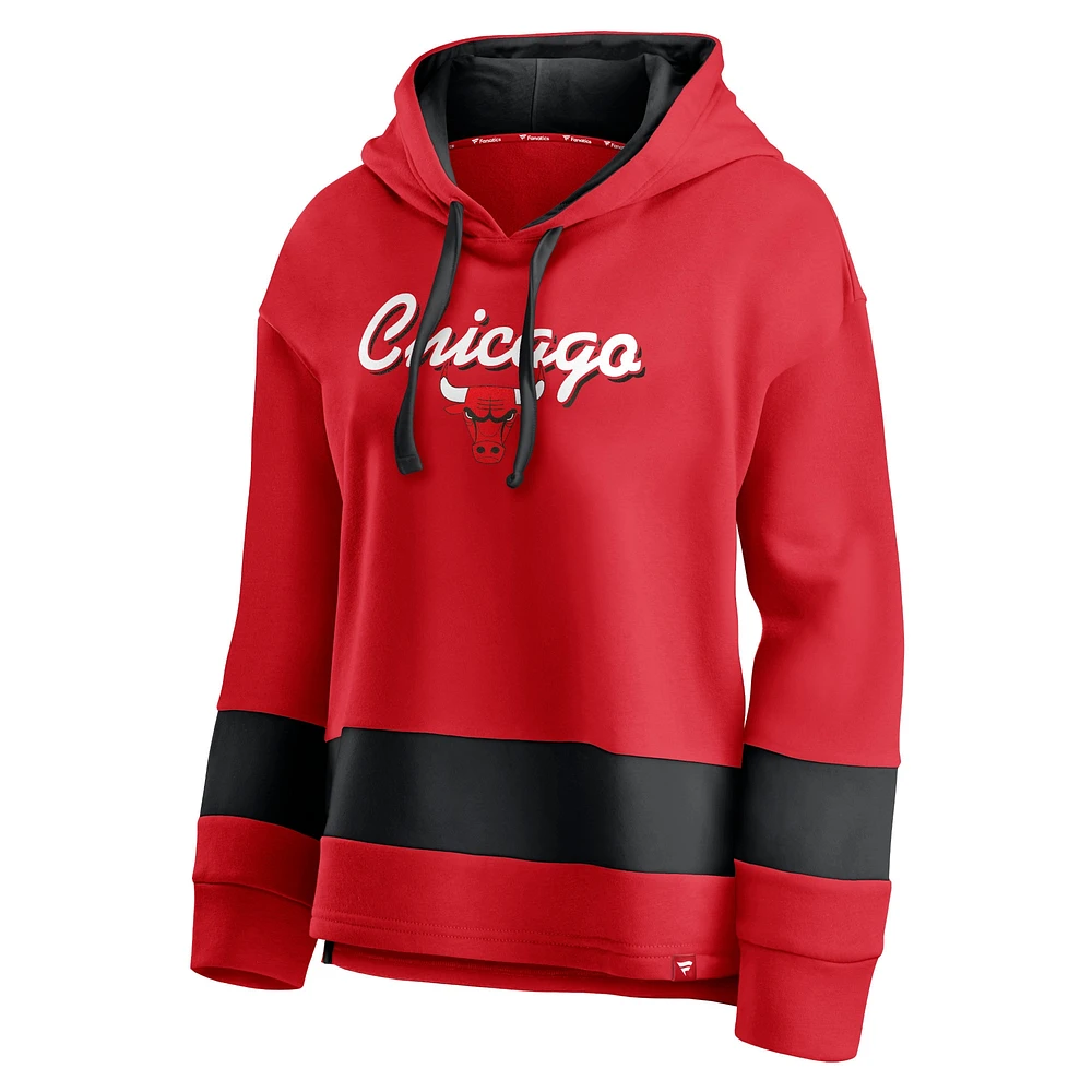Men's Fanatics Red Chicago Bulls Block Party Major Play - Pullover Hoodie