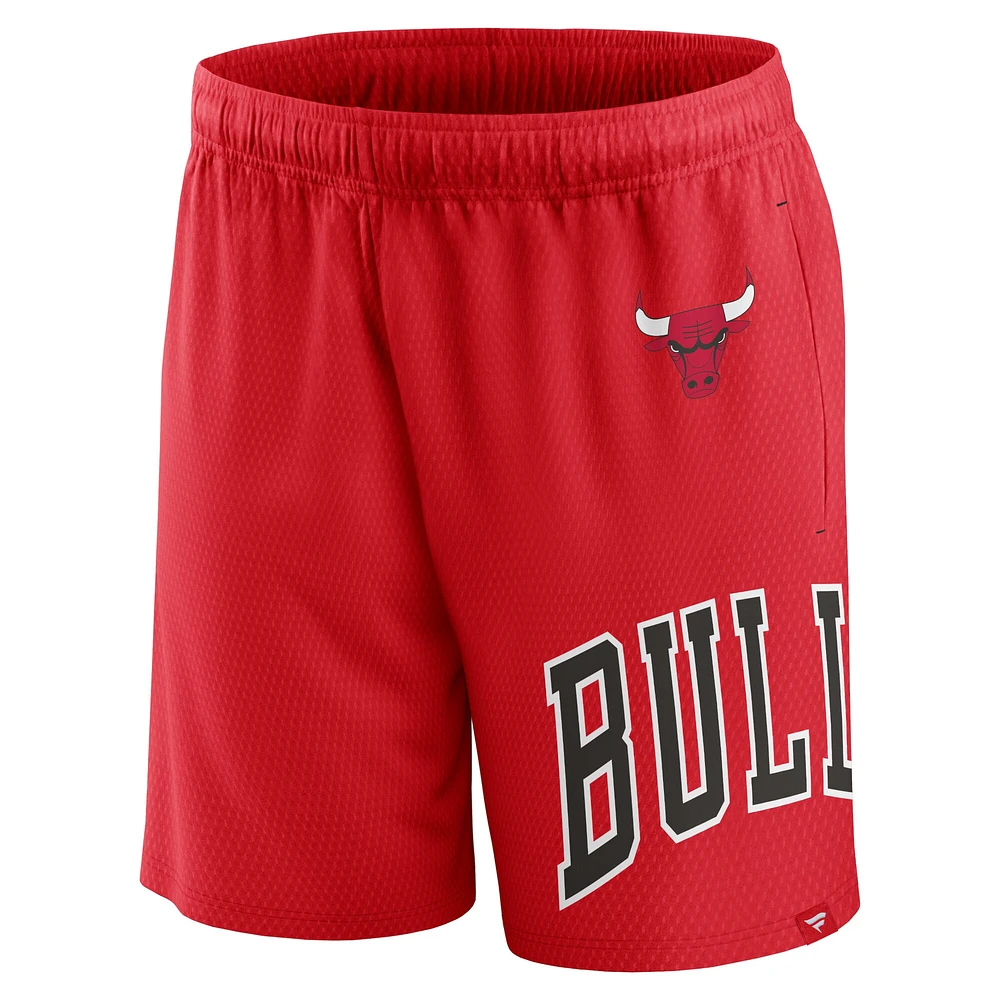 Short en maille à lancer franc Fanatics Red Chicago Bulls pour hommes