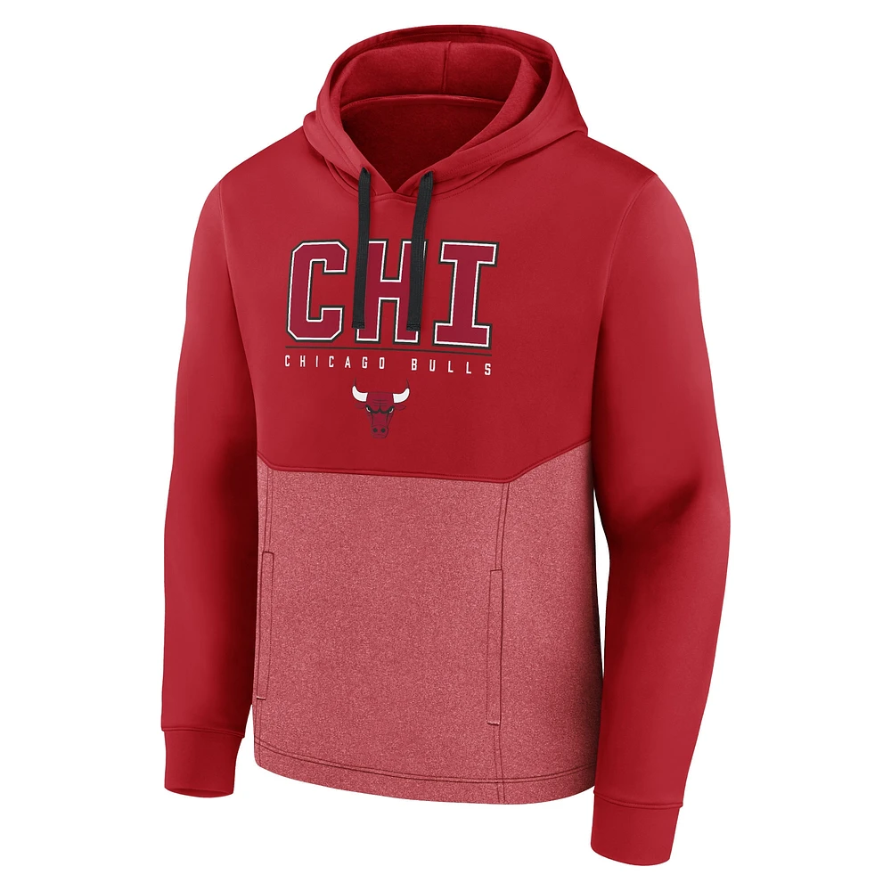 Men's Fanatics  Red Chicago Bulls Successful Tri-Blend Pullover Hoodie