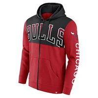 Fanatics Red Chicago Bulls Walk Off Fleece Full-Zip pour hommes - Sweat à capuche