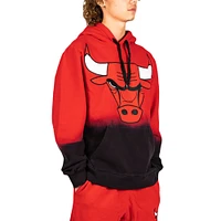 Men's FISLL Red Chicago Bulls Black Dip-Dye - Pullover Hoodie