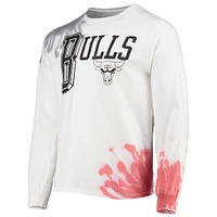 Men's Junk Food White Chicago Bulls Tie-Dye Long Sleeve T-Shirt