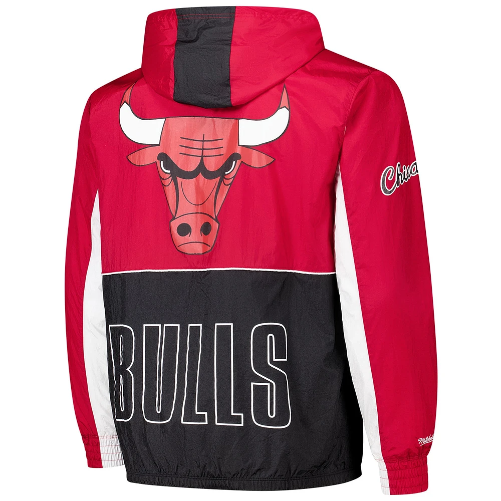Men's Mitchell & Ness Black/Red Chicago Bulls Hardwood Classics Big Shot Premium Full-Zip Windbreaker Jacket
