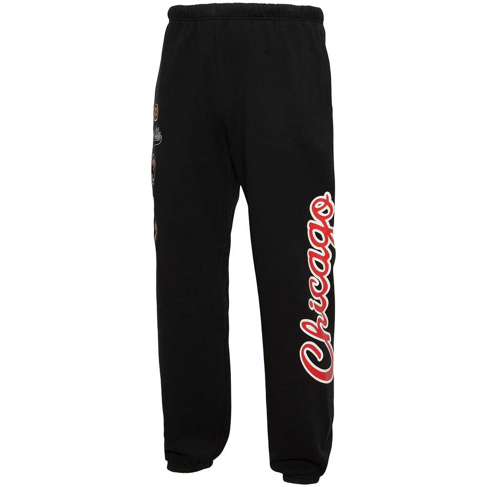 Pantalon de jogging en polaire noir Mitchell & Ness Chicago Bulls Champs City pour hommes