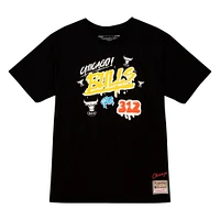 Men's Mitchell & Ness Black Chicago Bulls Hardwood Classics Slap Sticker - T-Shirt