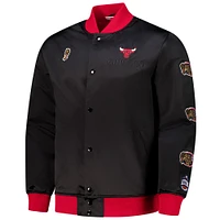 Men's Mitchell & Ness Black Chicago Bulls Hardwood Classics Team OG 3.0 Lightweight Satin Full-Snap Jacket