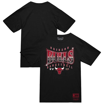 T-shirt Mitchell & Ness noir pour homme, collection mondiale des Chicago Bulls, lumineux