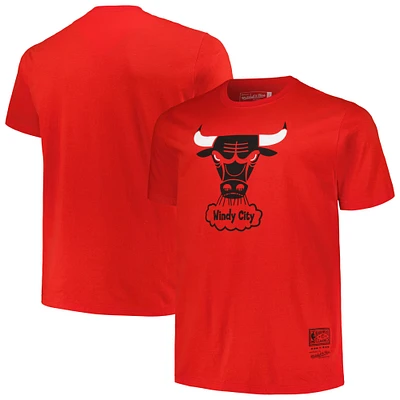 T-shirt avec logo vintage pour hommes Mitchell & Ness Red Chicago Bulls Big Tall Hardwood Classics