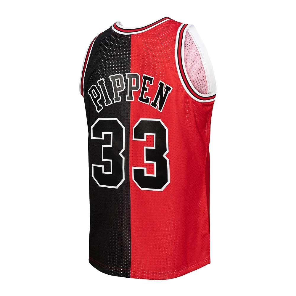 Maillot Mitchell & Ness Scottie Pippen rouge/noir pour homme Chicago Bulls Hardwood Classics 1997/98 Split Swingman