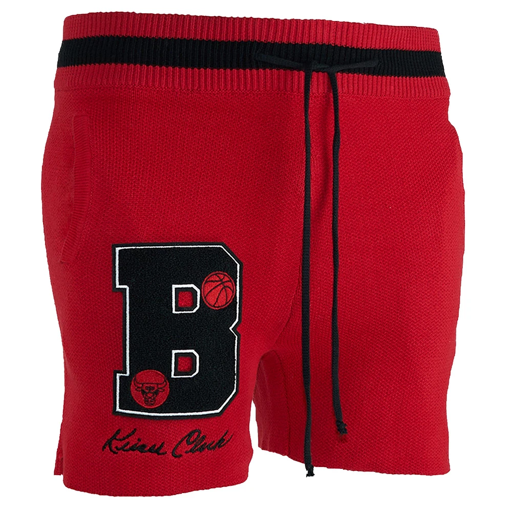 Short en tricot sans identification de l'appelant NBA x Keizer Clark Chicago Bulls rouge/noir pour homme